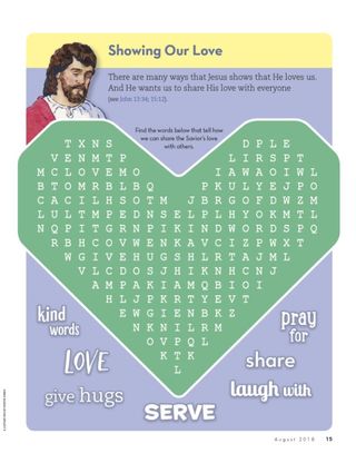 word search shaped like a heart