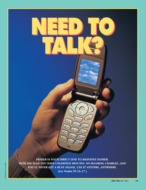 A conceptual photograph showing a cell phone with a picture of a clouded sky on it, paired with the words “Need to Talk?”