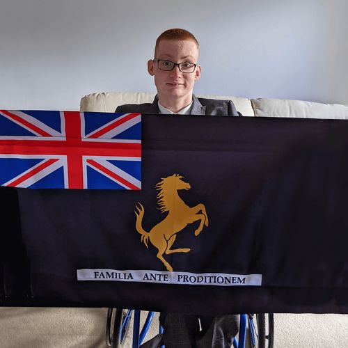 young man with flag