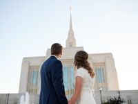 young couple looking at the temple