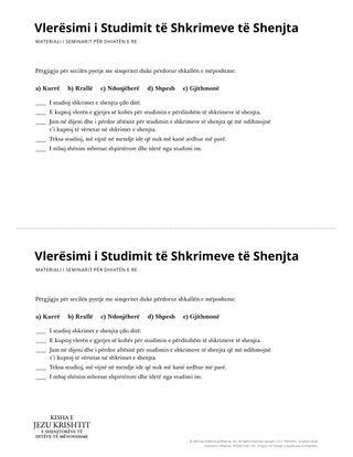 Scripture Study Evaluation handout