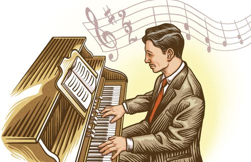 man playing a piano