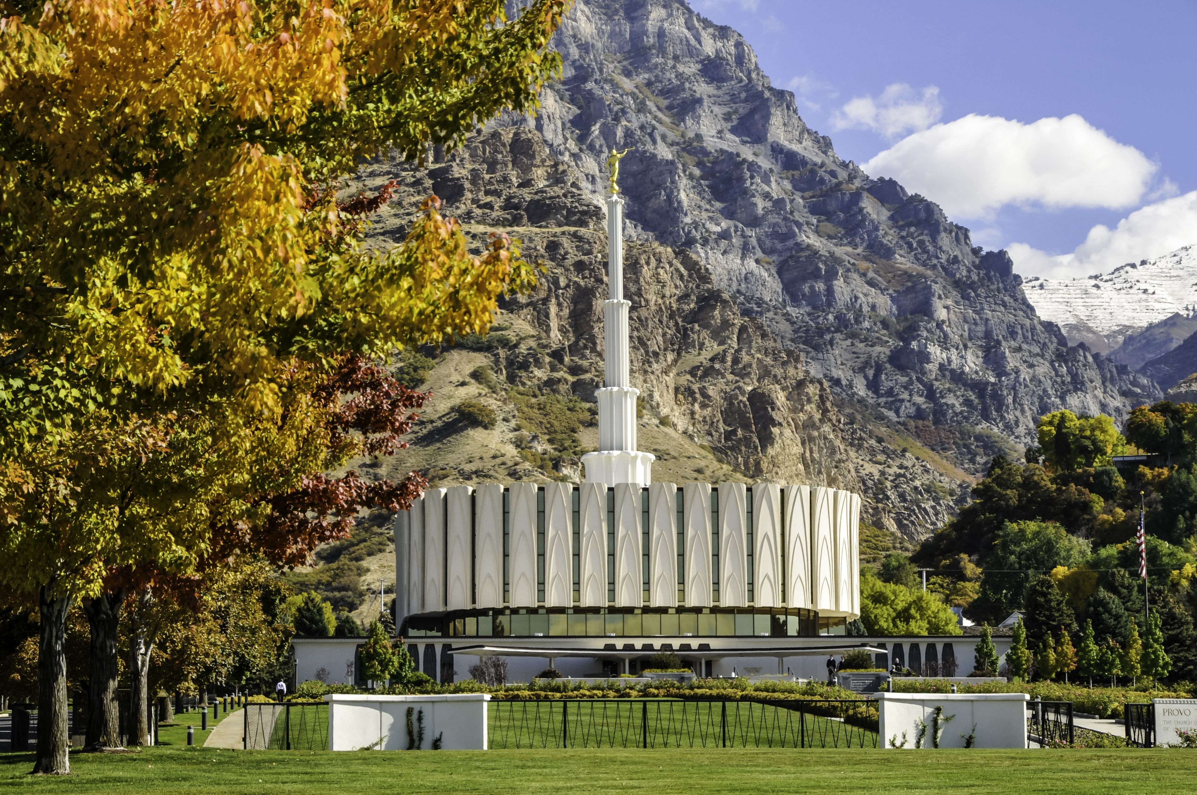 The Provo Utah Temple north side, including scenery.