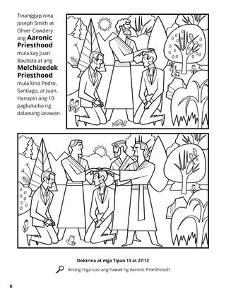 Restoration of the Aaronic and Melchizedek Priesthoods coloring page