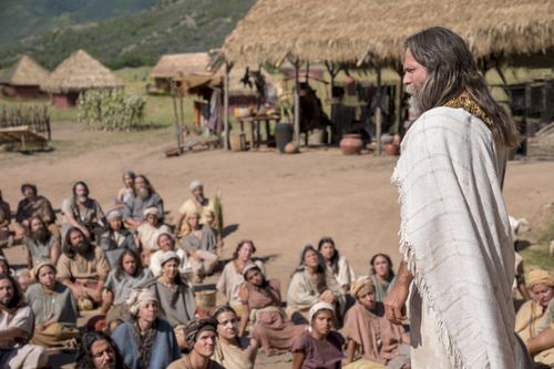 Jacob preaches to the Nephites gathered at the temple.
