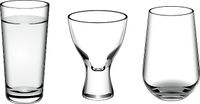 3 differently shaped drinking glasses