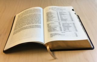 Bible open to table of contents page