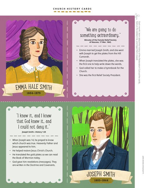 cutout cards of Emma and Joseph Smith