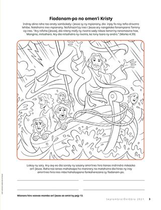 coloring page of Jesus calming the storm