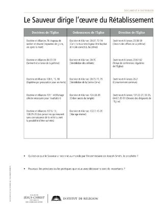 feuille à distribuer : Le Sauveur dirige l’œuvre du Rétablissement