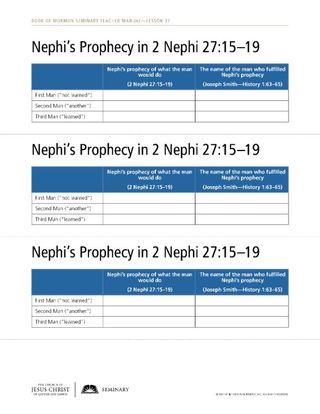 handout, Nephi’s prophecy in 2 Nephi 27:15-19