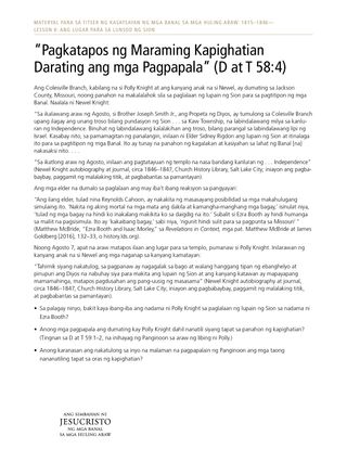 handout ng “Pagkatapos ng Maraming Kapighatian Darating ang mga Pagpapala” (D at T 58:4)