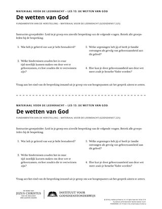 Uitreikblad De wetten van God