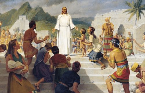 Jesus Christ appearing to the Nephites