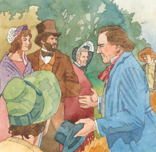 Brigham Young speaking to people