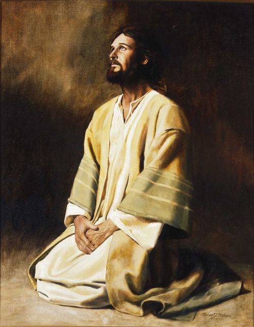 the Savior kneeling in prayer