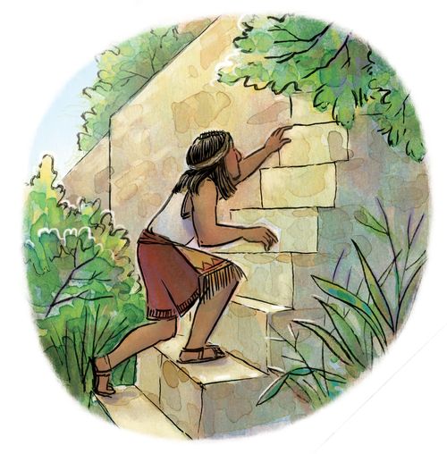 Samuel climbing a wall