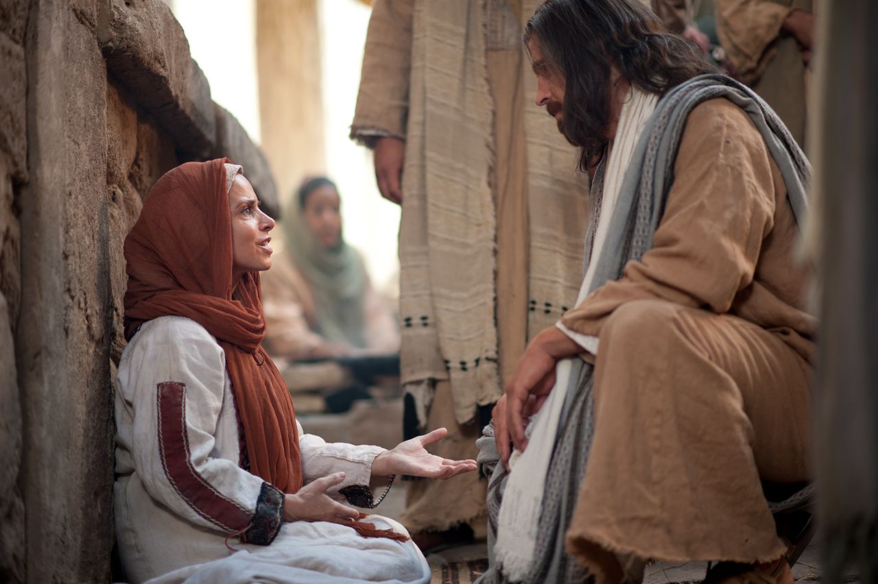 Jesus heals a woman’s illness when she, in faith, touches His clothing