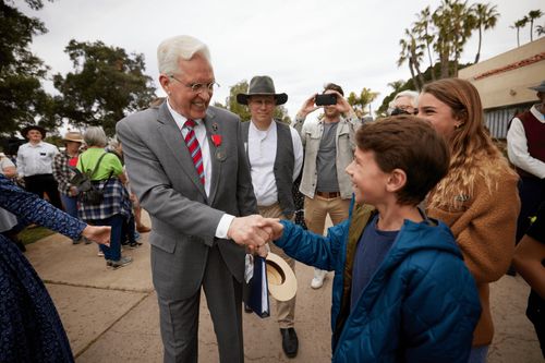 Elder Christofferson greeting people