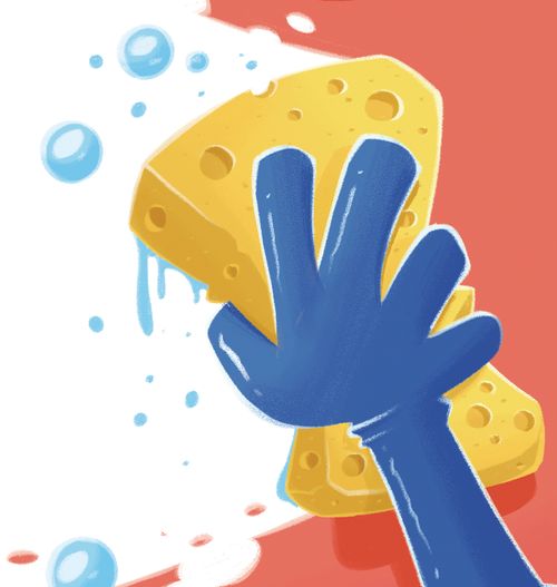 cleaning glove and sponge