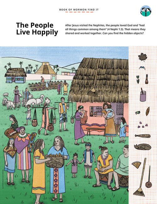 Hidden picture PDF with an image of the Nephite people living happily