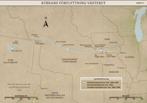 karta över vandringen västerut