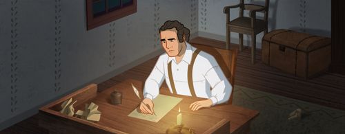 Parley writing a letter to Joseph.