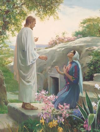 Jesus and Mary by the tomb