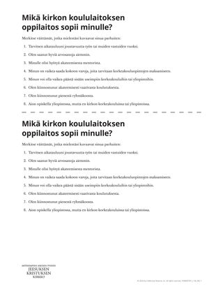 Mikä kirkon koululaitoksen oppilaitos sopii minulle?