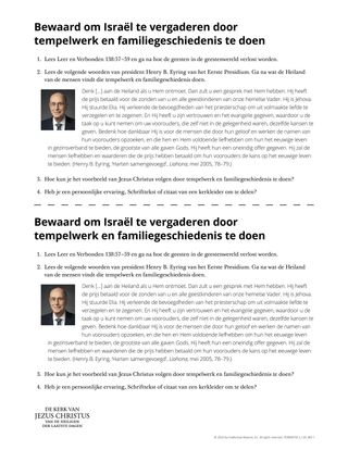 Bewaard om Israël te vergaderen door tempelwerk en familiegeschiedenis te doen