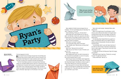 Story PDF with images of children and origami animals