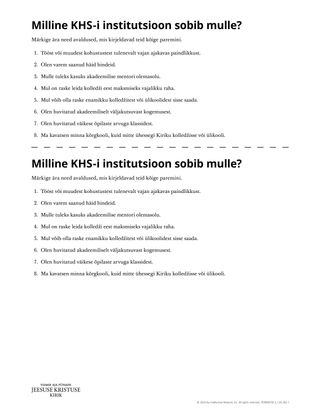 Milline KHS-i institutsioon sobib mulle?