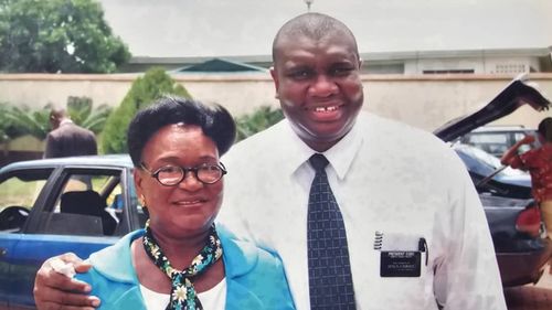 Elder Egbo with his mother.