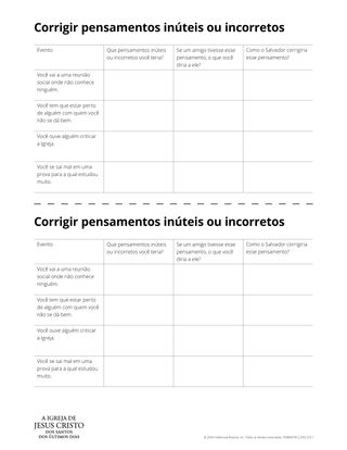 Corrigir pensamentos inúteis ou incorretos