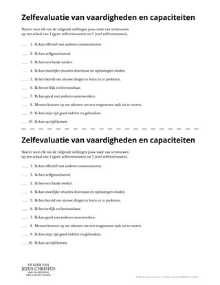 Zelfevaluatie van vaardigheden en capaciteiten