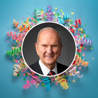 President Nelson portrait and birthday background