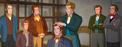 Joseph Smith passes the priesthood keys to the Apostles of the Church.