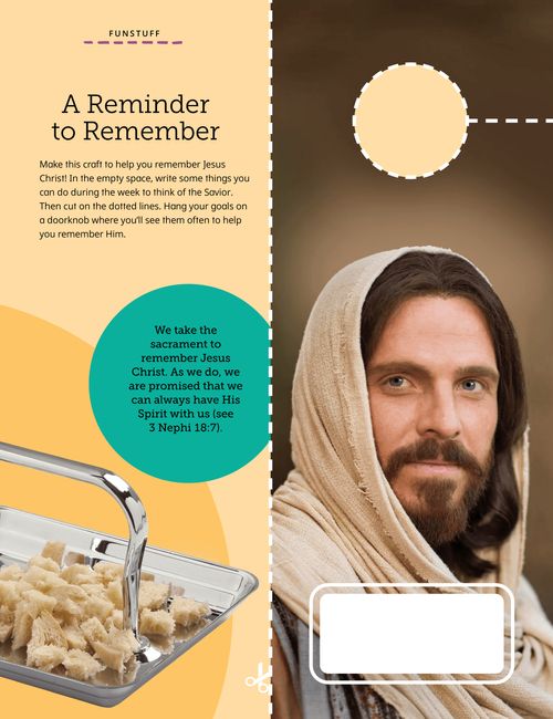 PDF activity of a doorhanger with a sacrament tray and Jesus Christ