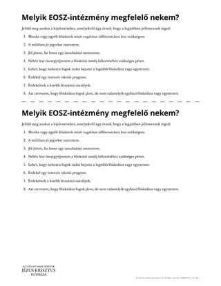 Melyik EOSZ-intézmény megfelelő nekem?