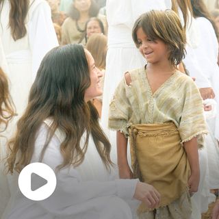 Angels hold and speak with little children in the Land Bountiful.