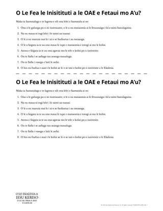 O Le Fea le Inisitituti a le OAE e Fetaui mo A’u?