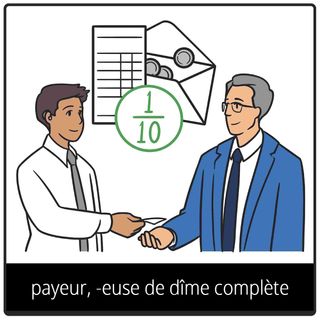 Symbole de l’Évangile pour « payeur, -euse de dîme complète »