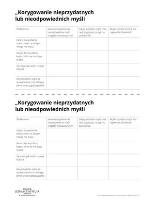 „Korygowanie nieprzydatnych lub nieodpowiednich myśli