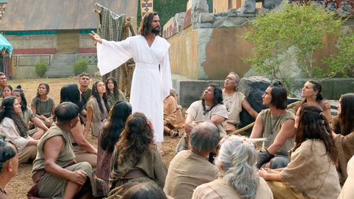 The Savior teaching the Nephites.